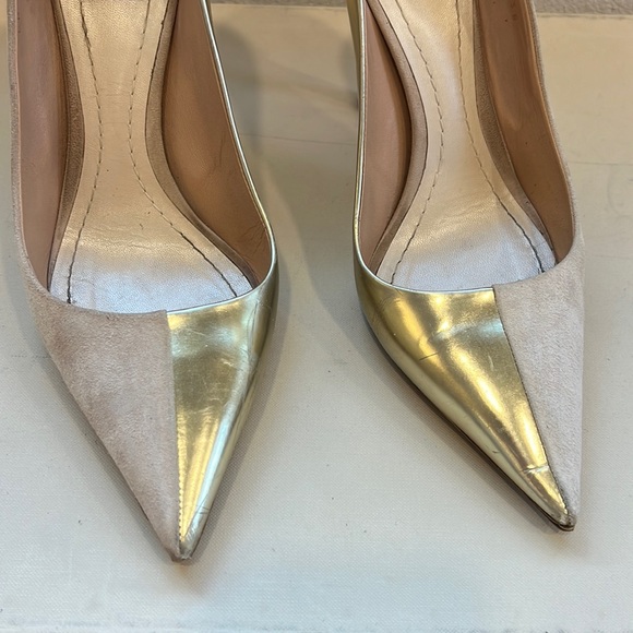 Christian Dior Beige Suede & Gold Leather Pumps - Picture 4 of 6